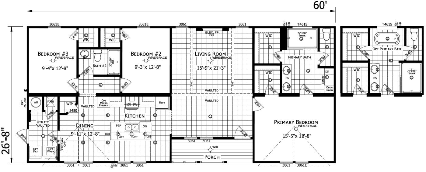 The Christie 3 bedroom 2 bath modular home