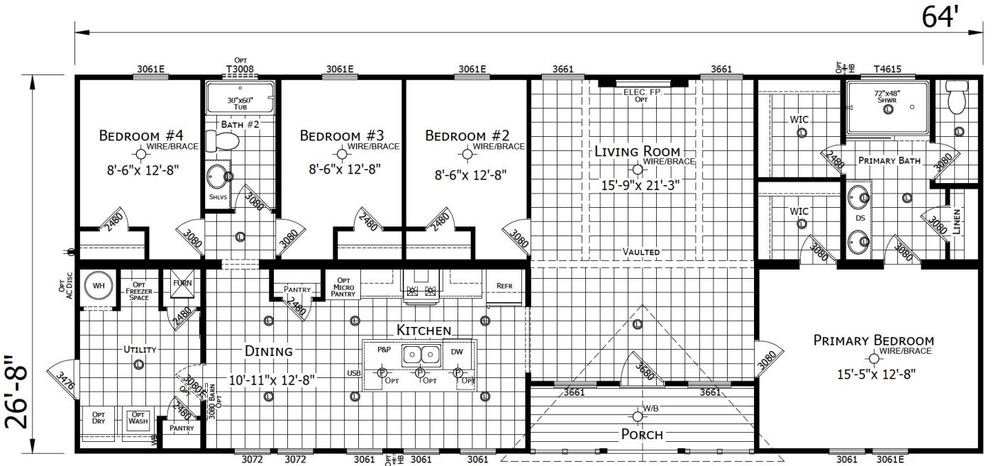 The Duke 4 bedroom 2 bath modular home
