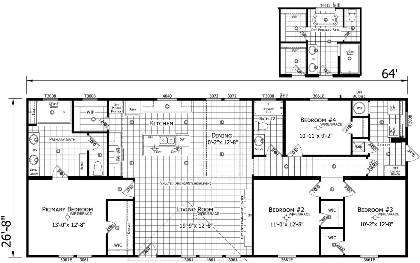 The Eeyore 3 bedroom 2 bath modular home