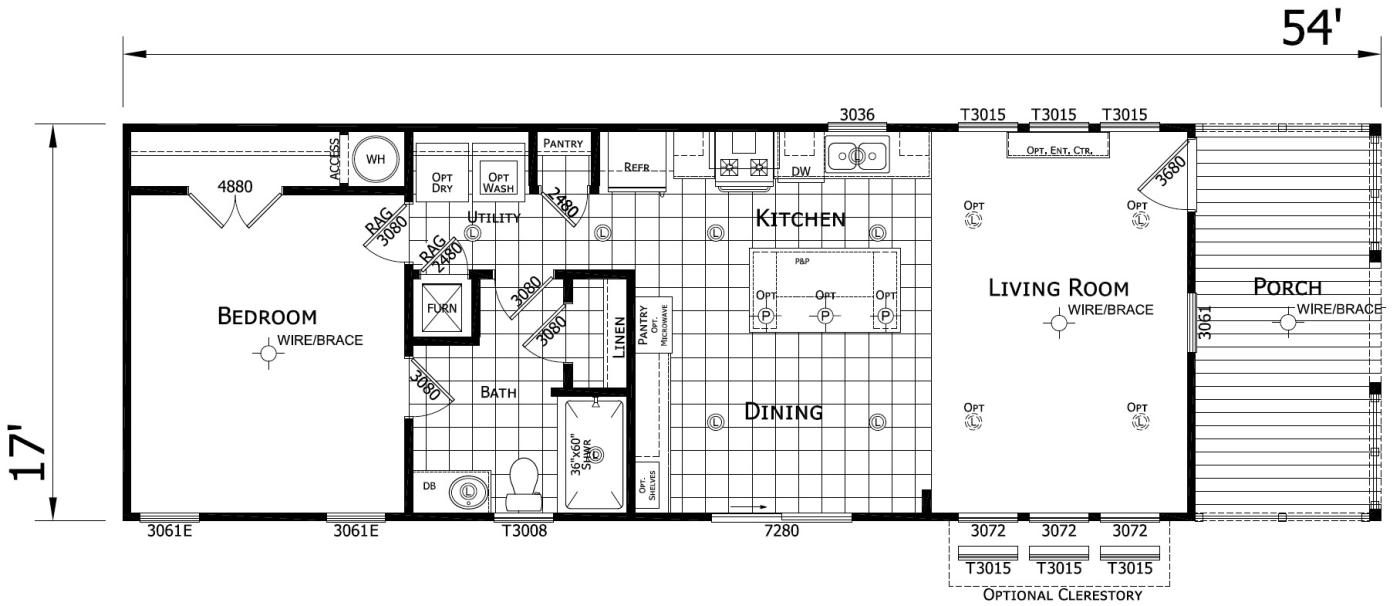 The Erin 1 bedroom 1 bath mobile home