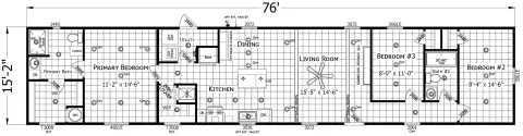 The Nora single wide mobile home at Henderson Homes in TX