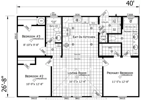 The Cherie 3 bedroom 2 bath modular home