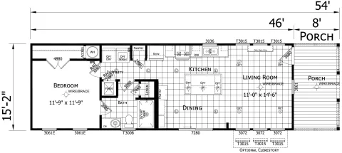 The Lindo 1 bedroom 1 bath single wide mobile home