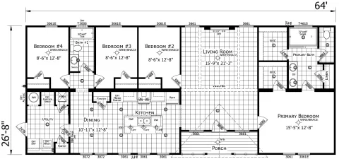 The Duke 4 bedroom 2 bath modular home