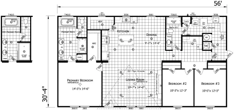 The Jasmine 3 bedroom 2 bath modular home
